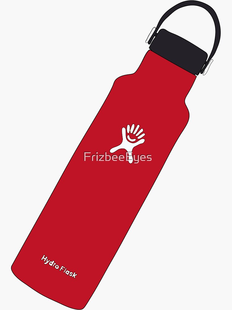 Red hydro flask with sales stickers