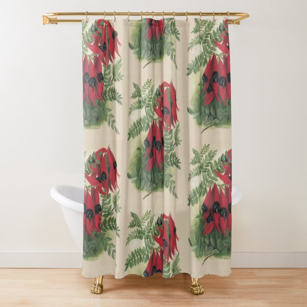 Western Australia wild flower Sturt's Desert Pea - Clianthus Dampieri State Library of Western Australia Shower Curtain