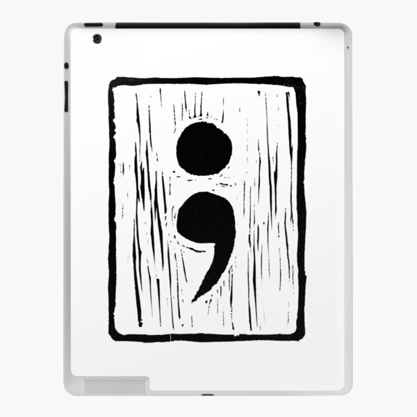 Semicolon Linocut Block Print iPad Skin