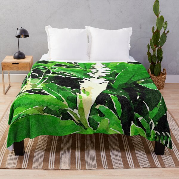 Item preview, White torch ginger in green designed and sold by cbankgood.