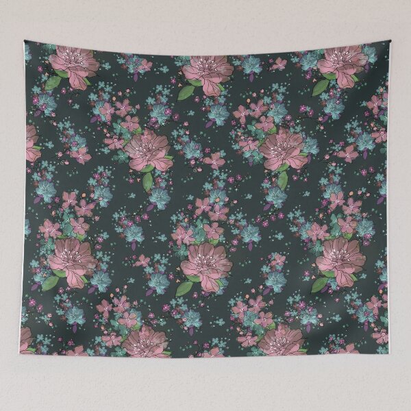 Item preview, winter Kelly Green floral pattern designed and sold by popping daisy.