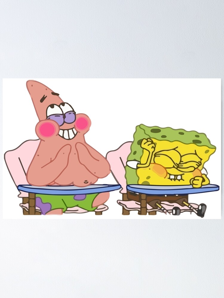 Spongebob And Patrick Laughing At Desk