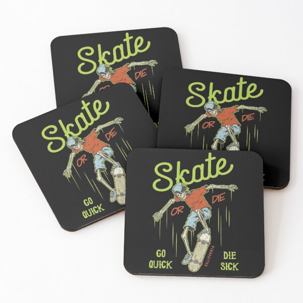 Item preview, Retro Skull Skateboarder Skate Or Die California "GO Quick DIE Sick" designed and sold by RetroSkullArt.