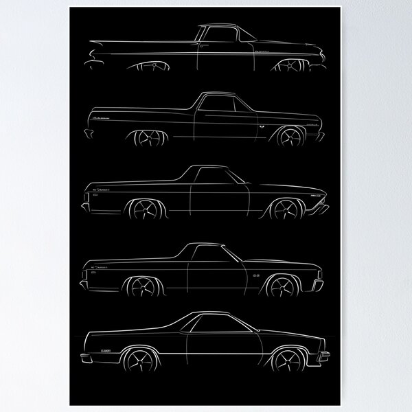 Item preview, Evolution of the Chevy El Camino - profile stencil, white designed and sold by mal-photography.