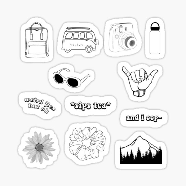 Aesthetic Printable Black And White Stickers - prntbl ...