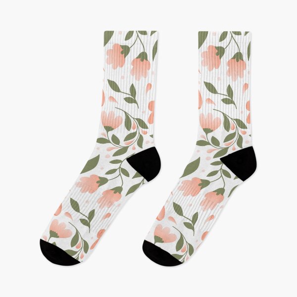 Item preview, Coral and green floral print designed and sold by Jenmag.