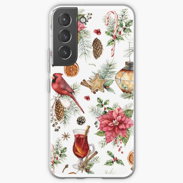 Poinsettia Christmas Greeting Card Samsung Galaxy Soft Case