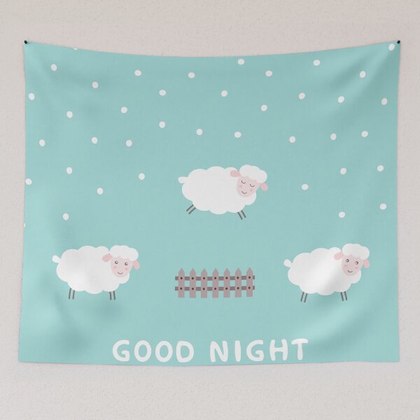 Item preview, Good night baby card with the cute sheep jumping over a fence. Sweet dreams poster. Vector illustration designed and sold by illucesco.