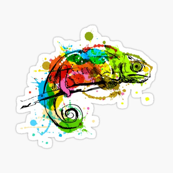 Chameleon Watercolor Sticker