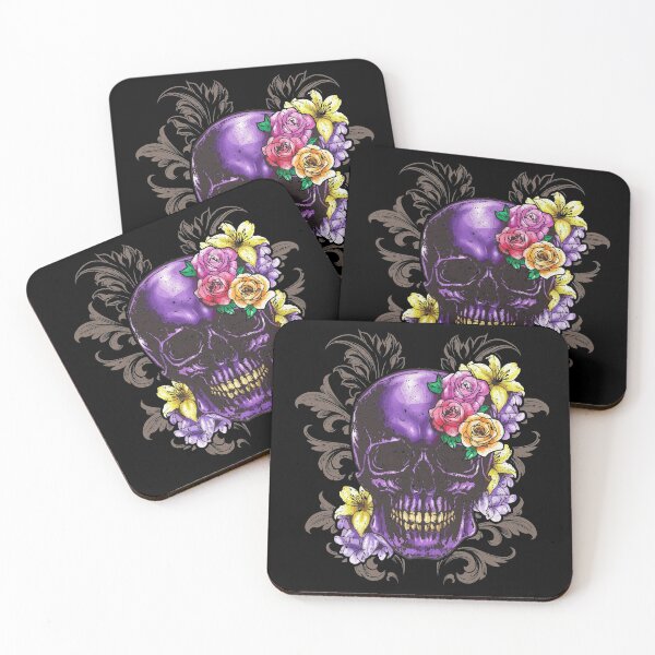 Item preview, Purple Floral Skull Lover With Roses & Flowers designed and sold by UniQueensShop.