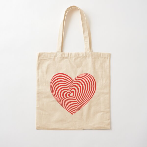 Red heart optical illusion 3d valentines day greeting card Cotton Tote Bag