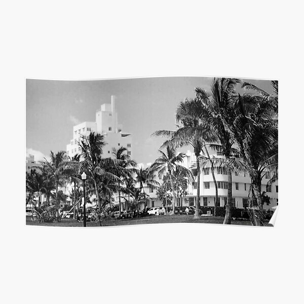 Miami Beach Morgen In Schwarz Weiss Poster Von Eyecbeauty Redbubble