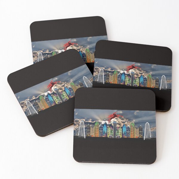 Item preview, Skyline of Mirrored Dallas Icons With Clouds designed and sold by Warren Paul Harris.