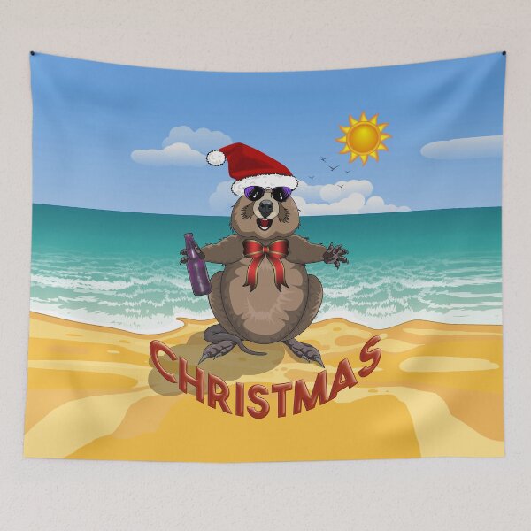Item preview, Australian Christmas!  Quokka in a Santa Hat on the Beach by Amanda M Lucas designed and sold by Amanda Lucas.