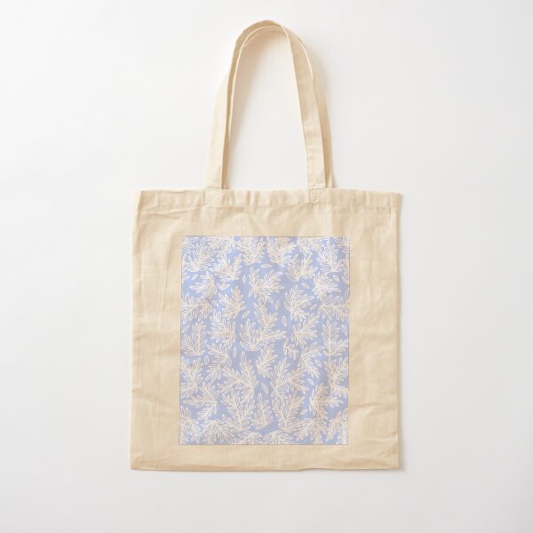 Spring dreams - Pastel Blue leaves Pattern Cotton Tote Bag