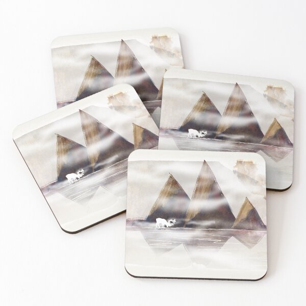 Item preview, winter mountains with deer designed and sold by studioMoSa.