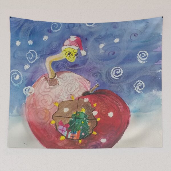 Item preview, Christmas, book worm and his apple house designed and sold by Marina Davidson.
