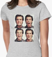 Jim Carrey faces in color Women's Fitted T-Shirt
