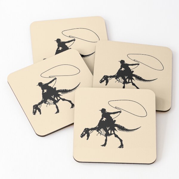Item preview, dinosaur and cowboy black silhouette designed and sold by Collagedream.