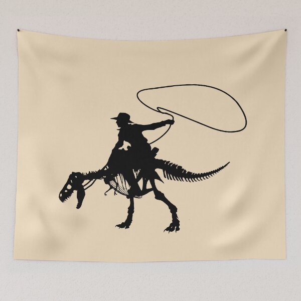 Item preview, dinosaur and cowboy  black silhouette designed and sold by Collagedream.