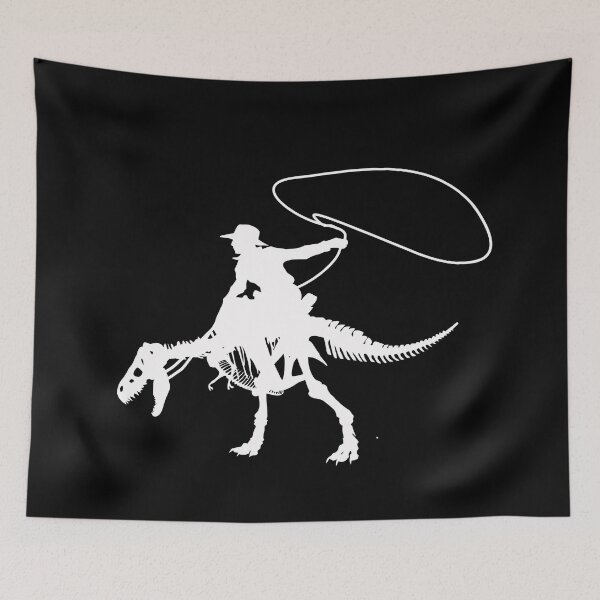 Item preview, dinosaur and cowboy  white silhouette designed and sold by Collagedream.