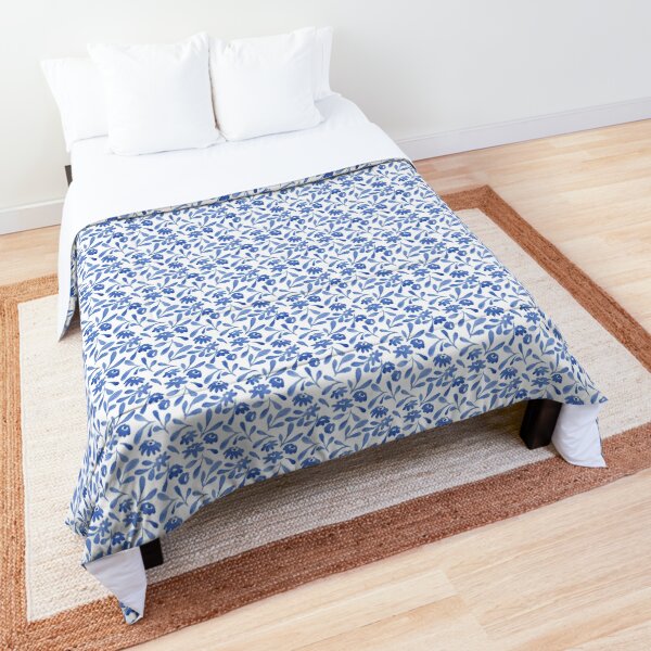Blue watercolor flowers Comforter