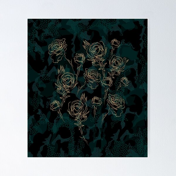 Item preview, Gold roses on a dark summer night designed and sold by IrinaIkar.
