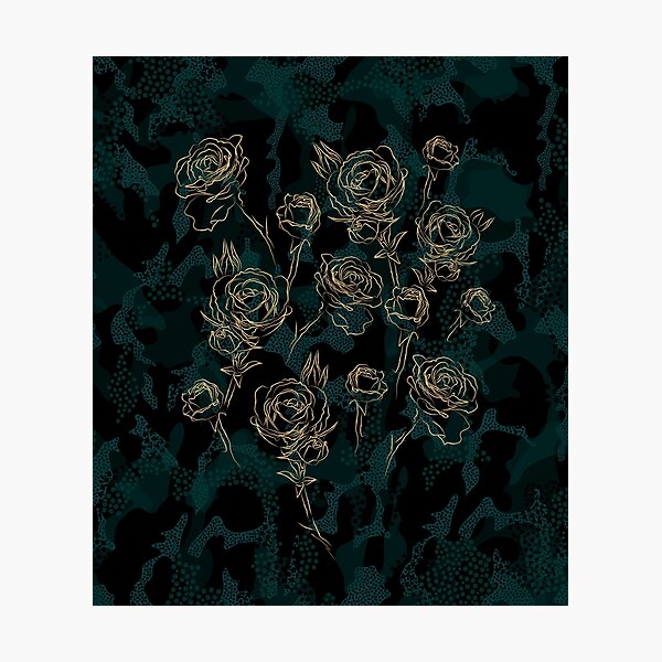 Item preview, Gold roses on a dark summer night designed and sold by IrinaIkar.
