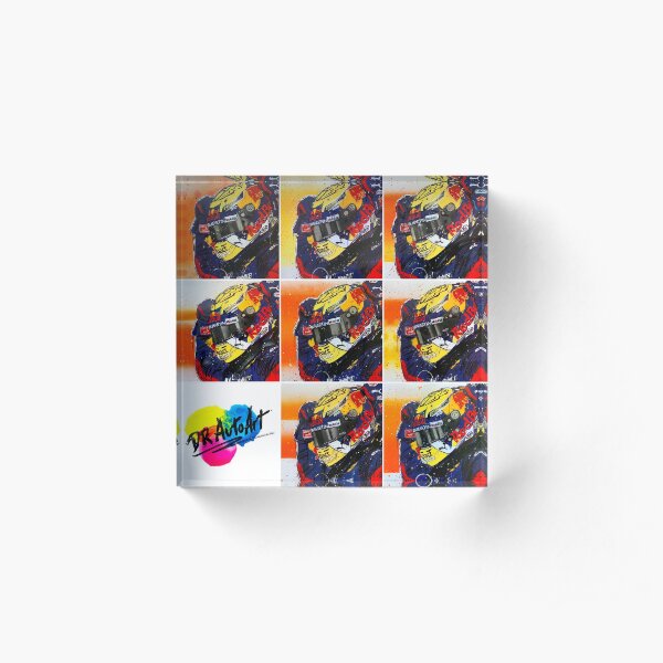 Max Verstappen F1 graffiti painting collage by DRAutoArt Acrylic Block