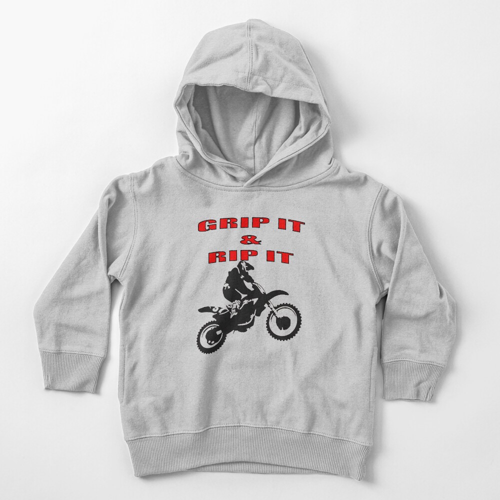 Grip It and Rip It Dirt Bike Racer Toddler Pullover Hoodie