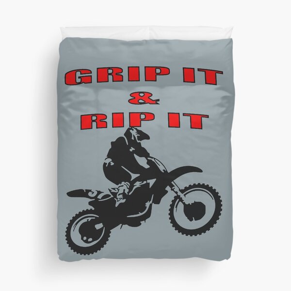 Grip It and Rip It Dirt Bike Racer Duvet Cover