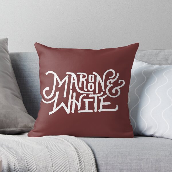 Maroon & White - White Script Throw Pillow