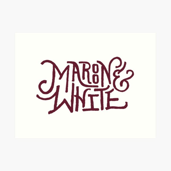 Maroon & White - Maroon Script Art Print