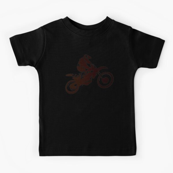 Trendy Simple Motocross Racing Bike Silhouette Boy's Cotton Youth Grey T- Shirt 