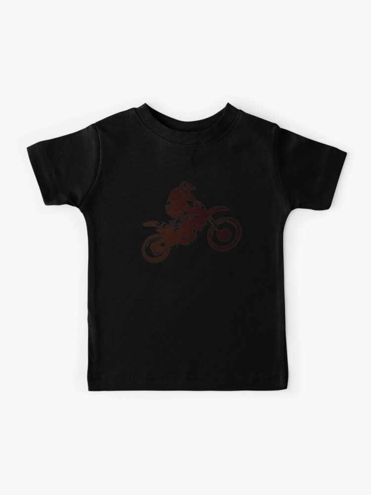 Trendy Simple Motocross Racing Bike Silhouette Boy's Cotton Youth Grey T- Shirt 