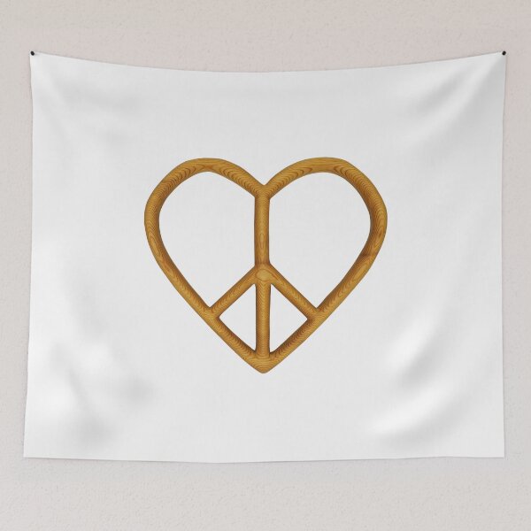 Item preview, Peace and Love Heart Shaped Wood Carving Hippy Bohemian art designed and sold by SignsOfSpirit.