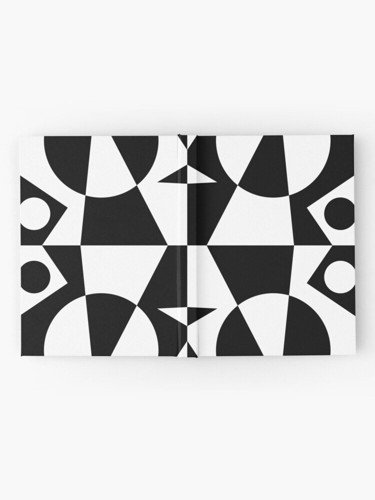"Geometric Notan 2 in Black & White" Hardcover Journal by robcolvinart