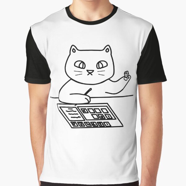 Roll & Write Cat Graphic T-Shirt