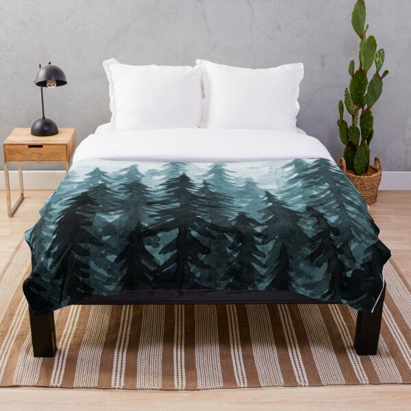 Item preview, watercolor forest trees turquoise designed and sold by pinapurri.