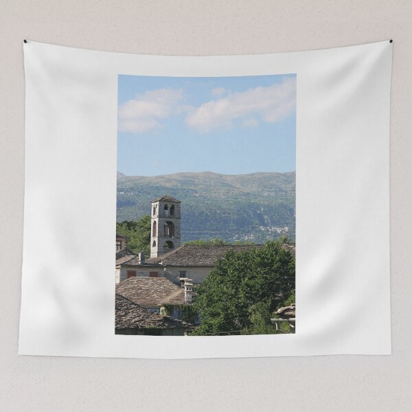 Item preview, Stone church tower Dilofo village Greece designed and sold by goceris.