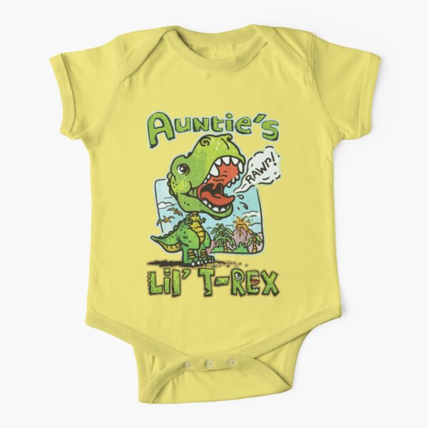 Auntie's Little T-Rex Dinosaur Short Sleeve Baby One-Piece