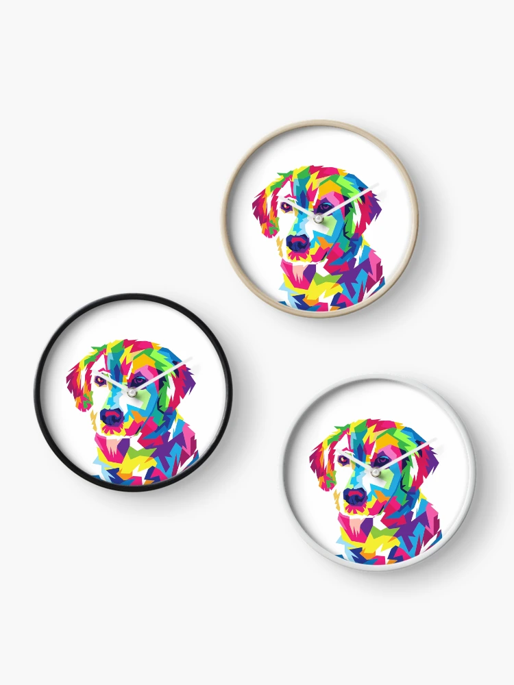 Thumbnail 3 of 4, Clock, Abstract art dog. designed and sold by javaoverride.