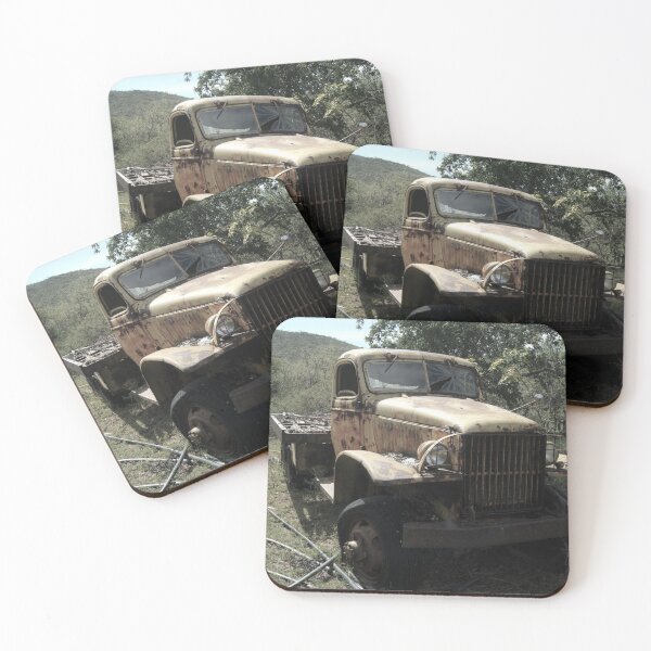 Item preview, Old rusted truck in a desert field of mesquite trees designed and sold by ptosis.