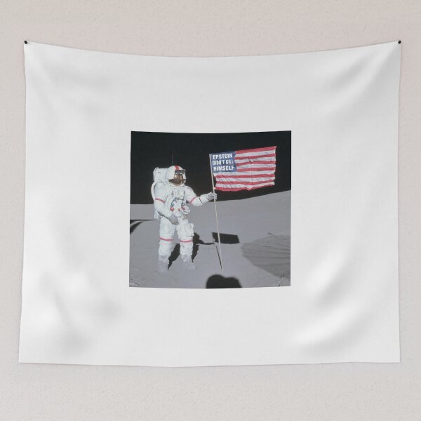Item preview, Epstein Didn’t Kill Himself flag on moon designed and sold by divebargraphics.