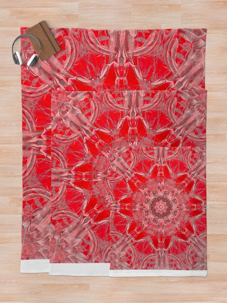 Alternate view of Graceful Red Memories In An Atique Pattern Throw Blanket