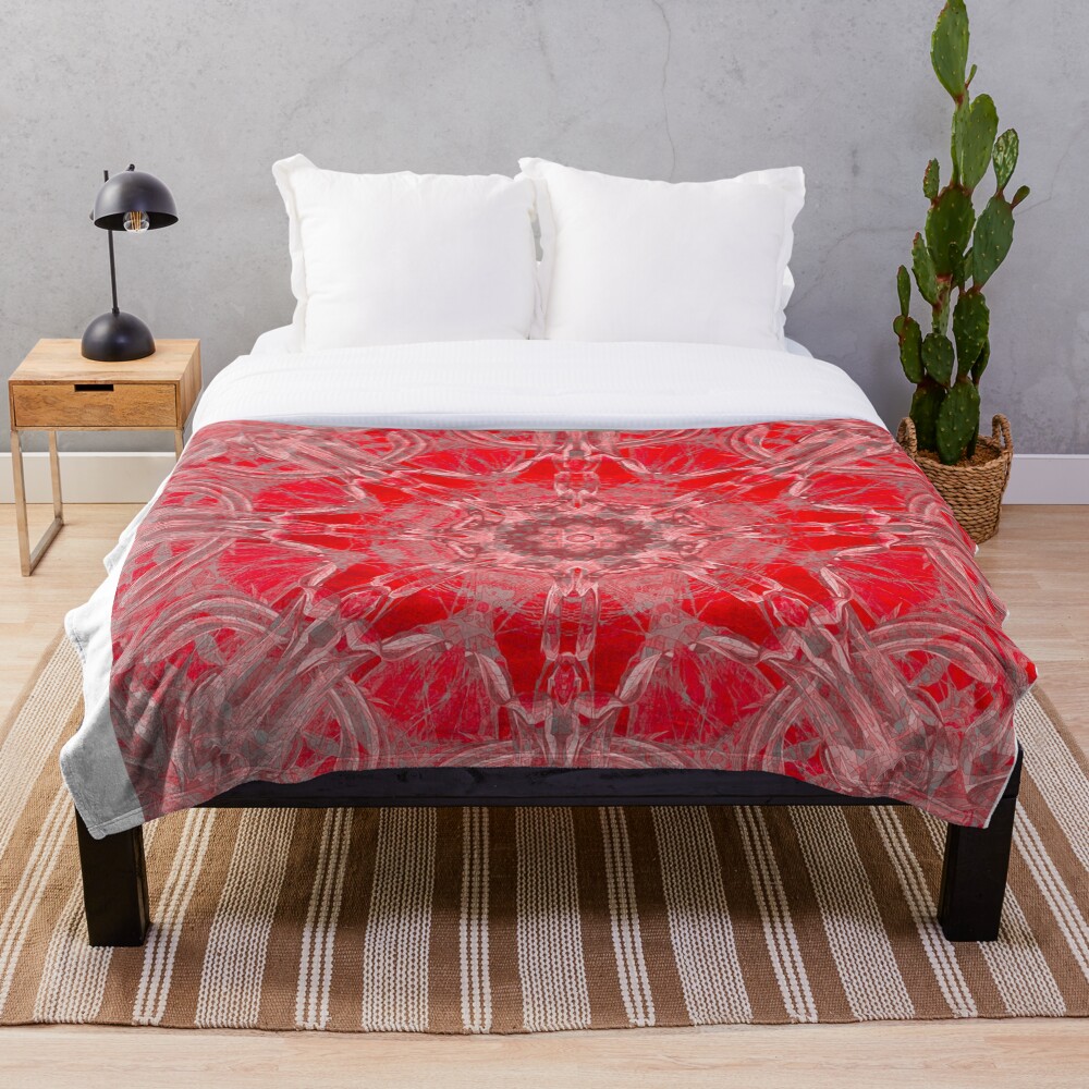 Graceful Red Memories In An Atique Pattern Throw Blanket
