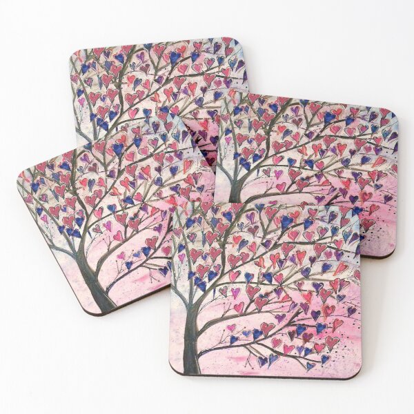 Item preview, love romantic heart tree fine art card print painting by mysticladyart  designed and sold by mystic lady vintage art and fashion designs.