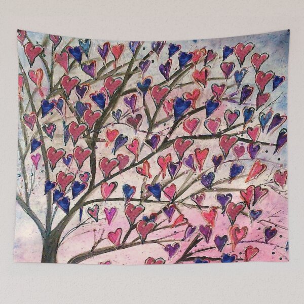 Item preview, love romantic heart tree fine art card print painting by mysticladyart  designed and sold by mystic lady vintage art and fashion designs.