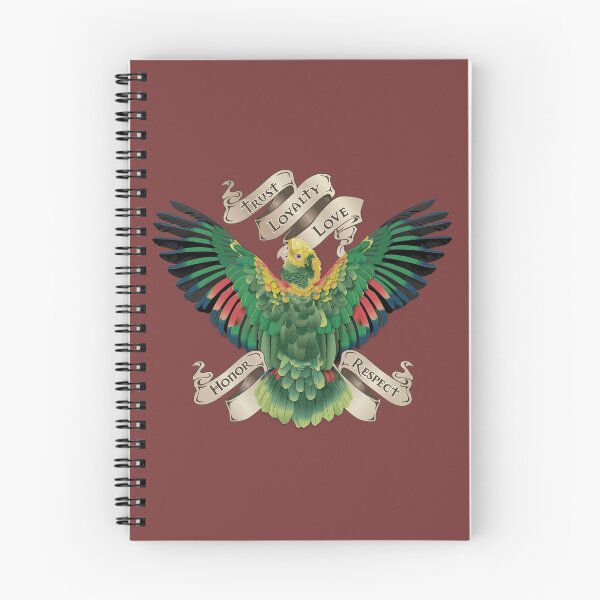 Aperçu de l'œuvre Parrot Amazon Style de tatouage Fidélité Fidélité Amour Respect Respect Couleurs en sourdine créée et vendue par StuffInBetween.