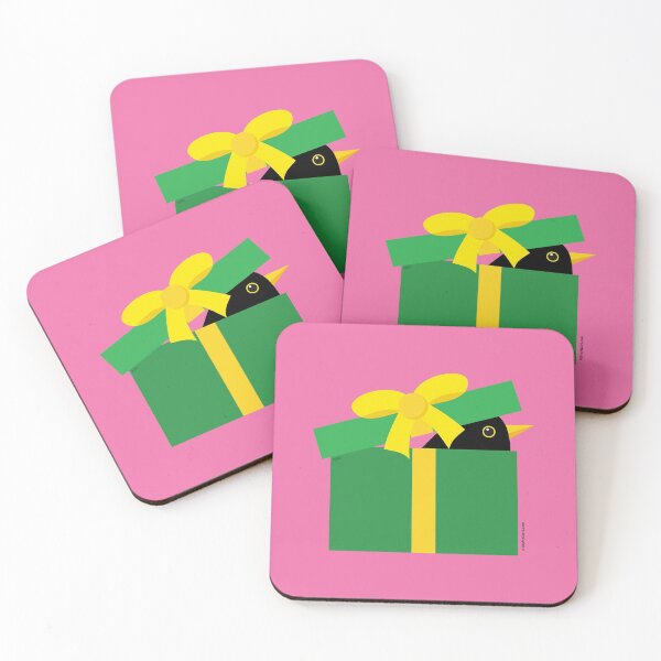 Item preview, Cute Blackbird Peeking Out Of A Gift Box designed and sold by BirdAtWork.